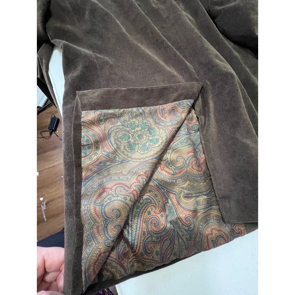 Lauren Ralph Lauren Mens Brown Corduroy Blazer Paisley Lining Sport Coat 40R - Picture 13 of 16